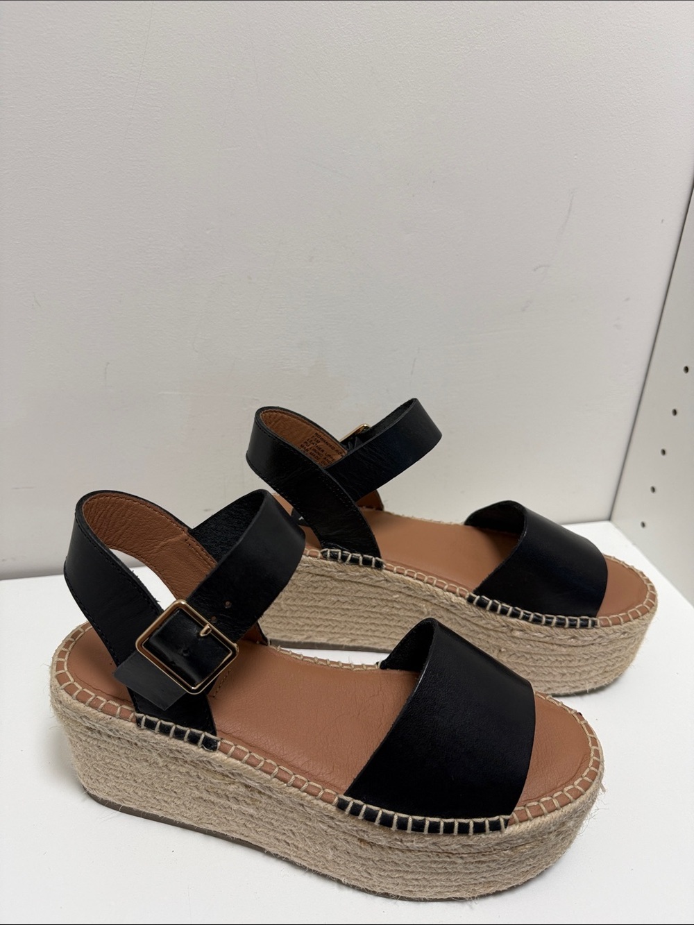Aqua Rowan Platform Espadrille Sandals  Ankle Strap black sz 7.5